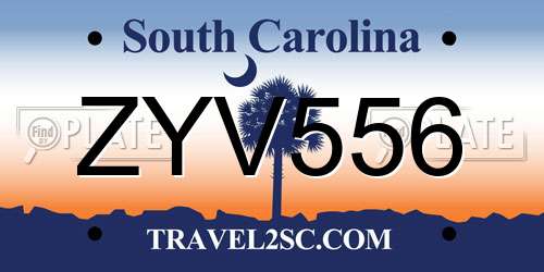 ZYV556 South Carolina License Plate