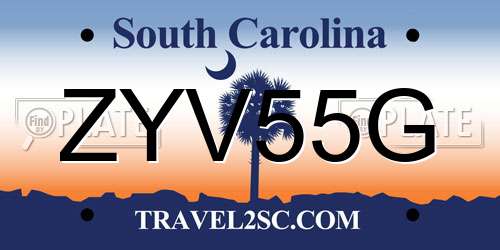 ZYV55G South Carolina License Plate