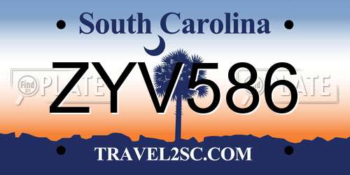 ZYV586 South Carolina License Plate