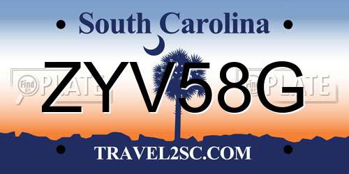 ZYV58G South Carolina License Plate