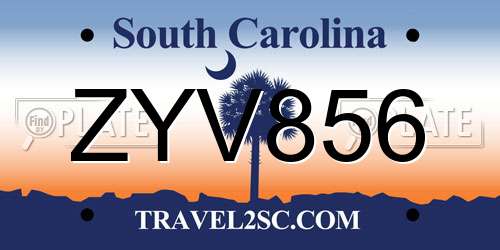 ZYV856 South Carolina License Plate