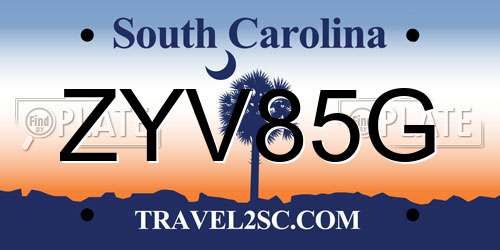 ZYV85G South Carolina License Plate