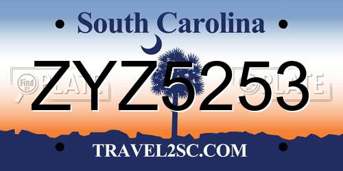ZYZ5253 South Carolina License Plate