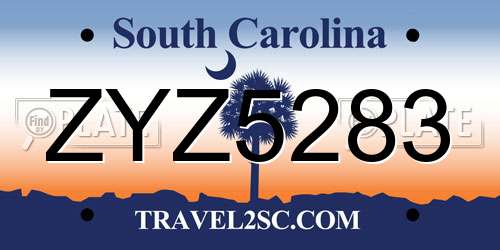 ZYZ5283 South Carolina License Plate