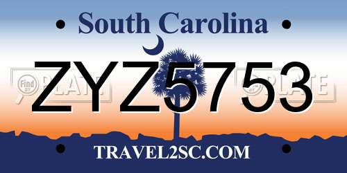 ZYZ5753 South Carolina License Plate