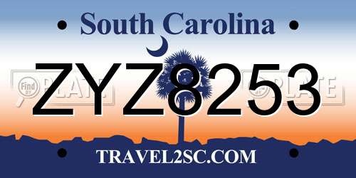ZYZ8253 South Carolina License Plate