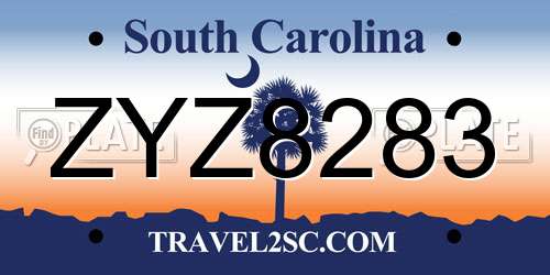 ZYZ8283 South Carolina License Plate