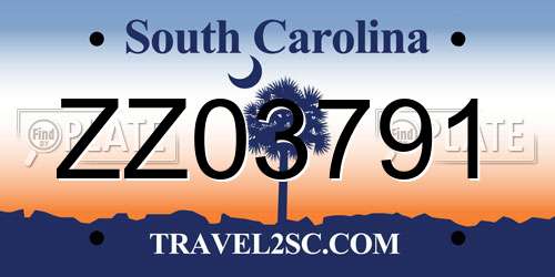 ZZ03791 South Carolina License Plate