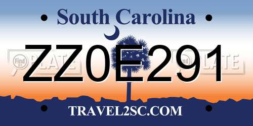 ZZ0E291 South Carolina License Plate