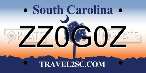 ZZ0G0Z South Carolina License Plate