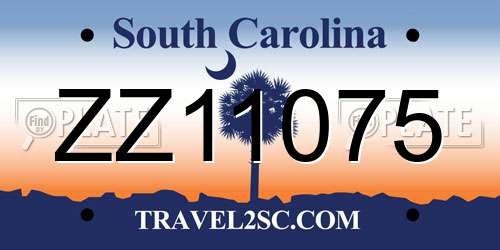 ZZ11075 South Carolina License Plate