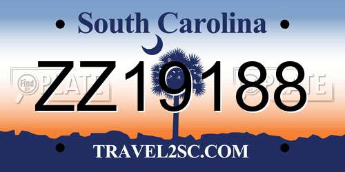 ZZ19188 South Carolina License Plate