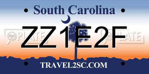 ZZ1E2F South Carolina License Plate