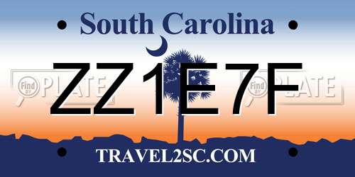 ZZ1E7F South Carolina License Plate