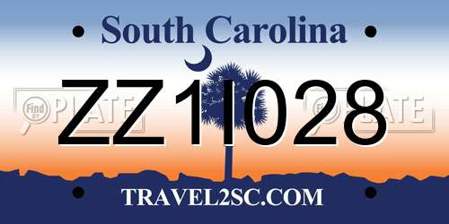 ZZ1I028 South Carolina License Plate