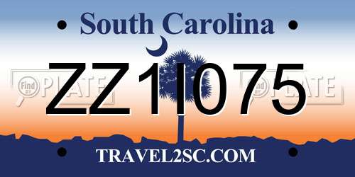 ZZ1I075 South Carolina License Plate
