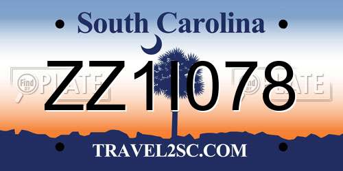 ZZ1I078 South Carolina License Plate