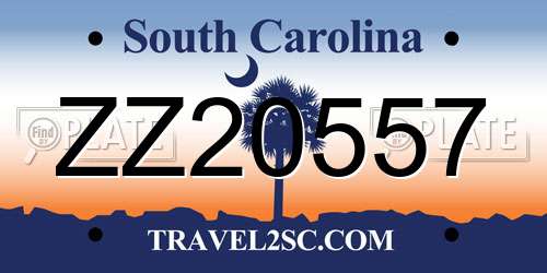 ZZ20557 South Carolina License Plate