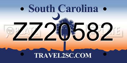ZZ20582 South Carolina License Plate