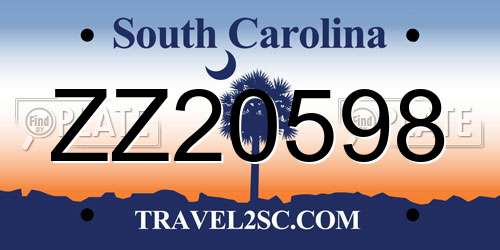 ZZ20598 South Carolina License Plate