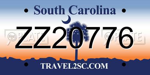ZZ20776 South Carolina License Plate