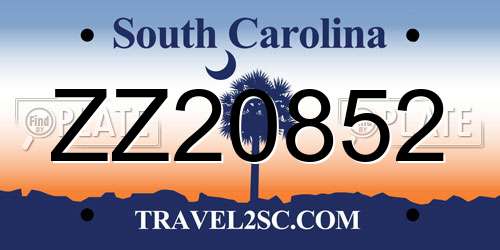 ZZ20852 South Carolina License Plate
