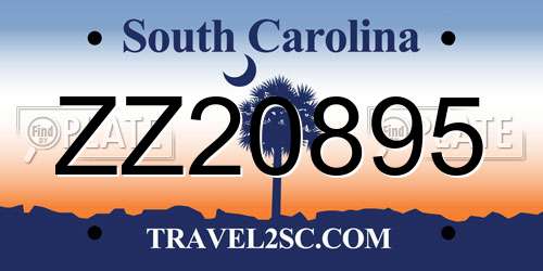 ZZ20895 South Carolina License Plate