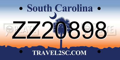ZZ20898 South Carolina License Plate