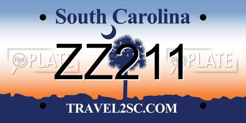 ZZ211 South Carolina License Plate