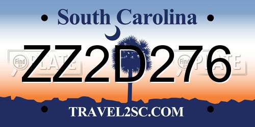 ZZ2D276 South Carolina License Plate
