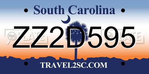 ZZ2D595 South Carolina License Plate