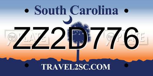 ZZ2D776 South Carolina License Plate