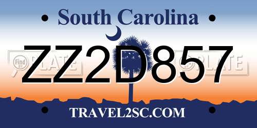 ZZ2D857 South Carolina License Plate