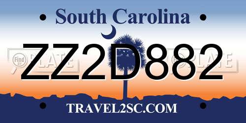 ZZ2D882 South Carolina License Plate