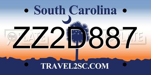 ZZ2D887 South Carolina License Plate