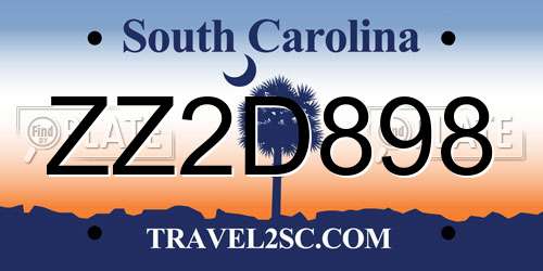 ZZ2D898 South Carolina License Plate