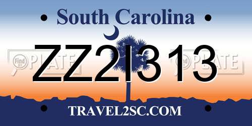 ZZ2I313 South Carolina License Plate
