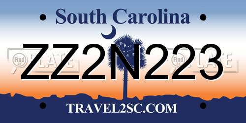 ZZ2N223 South Carolina License Plate