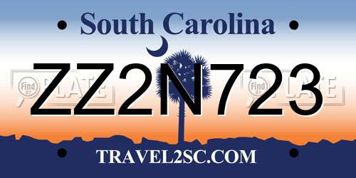 ZZ2N723 South Carolina License Plate