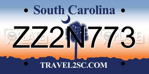 ZZ2N773 South Carolina License Plate