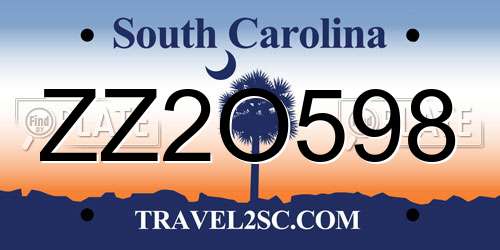ZZ2O598 South Carolina License Plate
