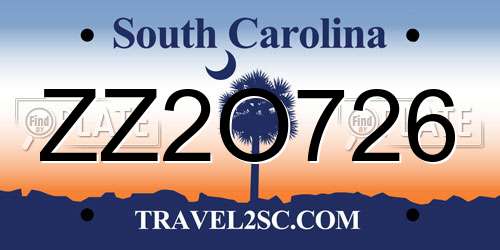 ZZ2O726 South Carolina License Plate