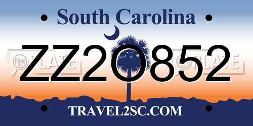 ZZ2O852 South Carolina License Plate