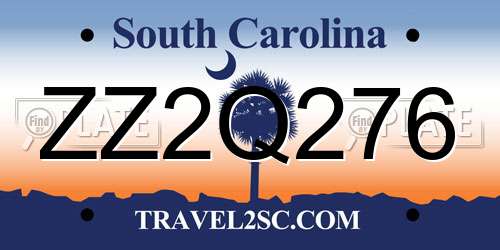 ZZ2Q276 South Carolina License Plate