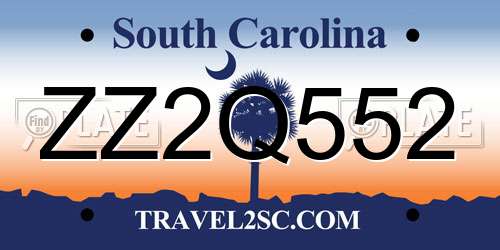 ZZ2Q552 South Carolina License Plate