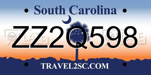 ZZ2Q598 South Carolina License Plate