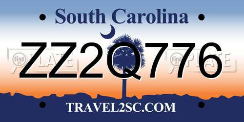 ZZ2Q776 South Carolina License Plate
