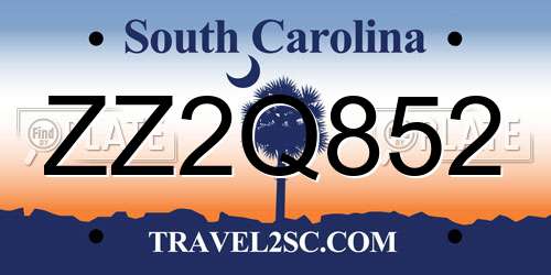 ZZ2Q852 South Carolina License Plate
