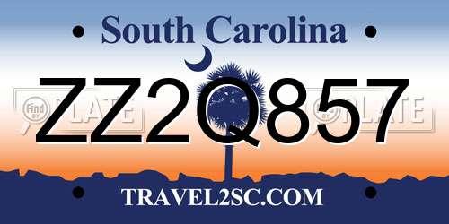 ZZ2Q857 South Carolina License Plate