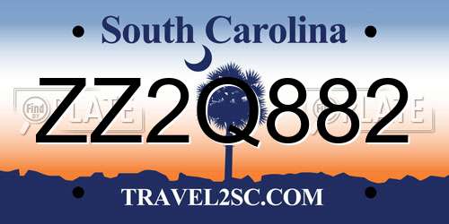 ZZ2Q882 South Carolina License Plate